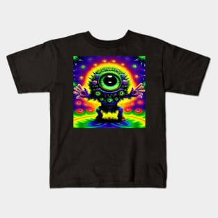 Alien Robot Psychedelic Martian Little Green Man Kids T-Shirt